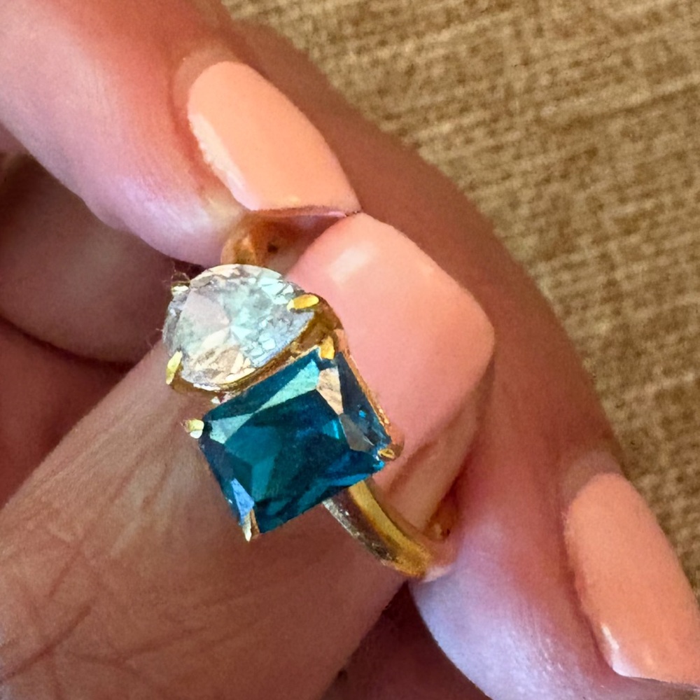 Elegant Gold and Teal Ring